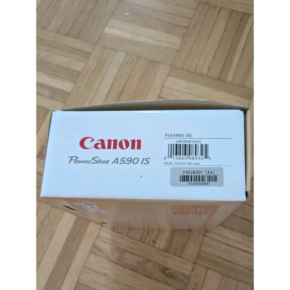 Canon PowerShot A590 IS Gray 8MP Digital Camera Box Card Tested Works PC1263